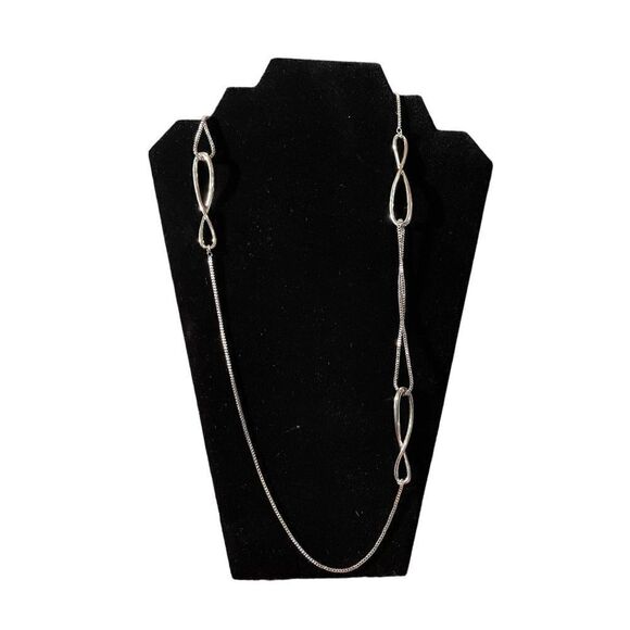 NWT Alfani Silver-Tone Twist Station Strand Necklace, 42" + 2" Extender - Picture 2 of 5